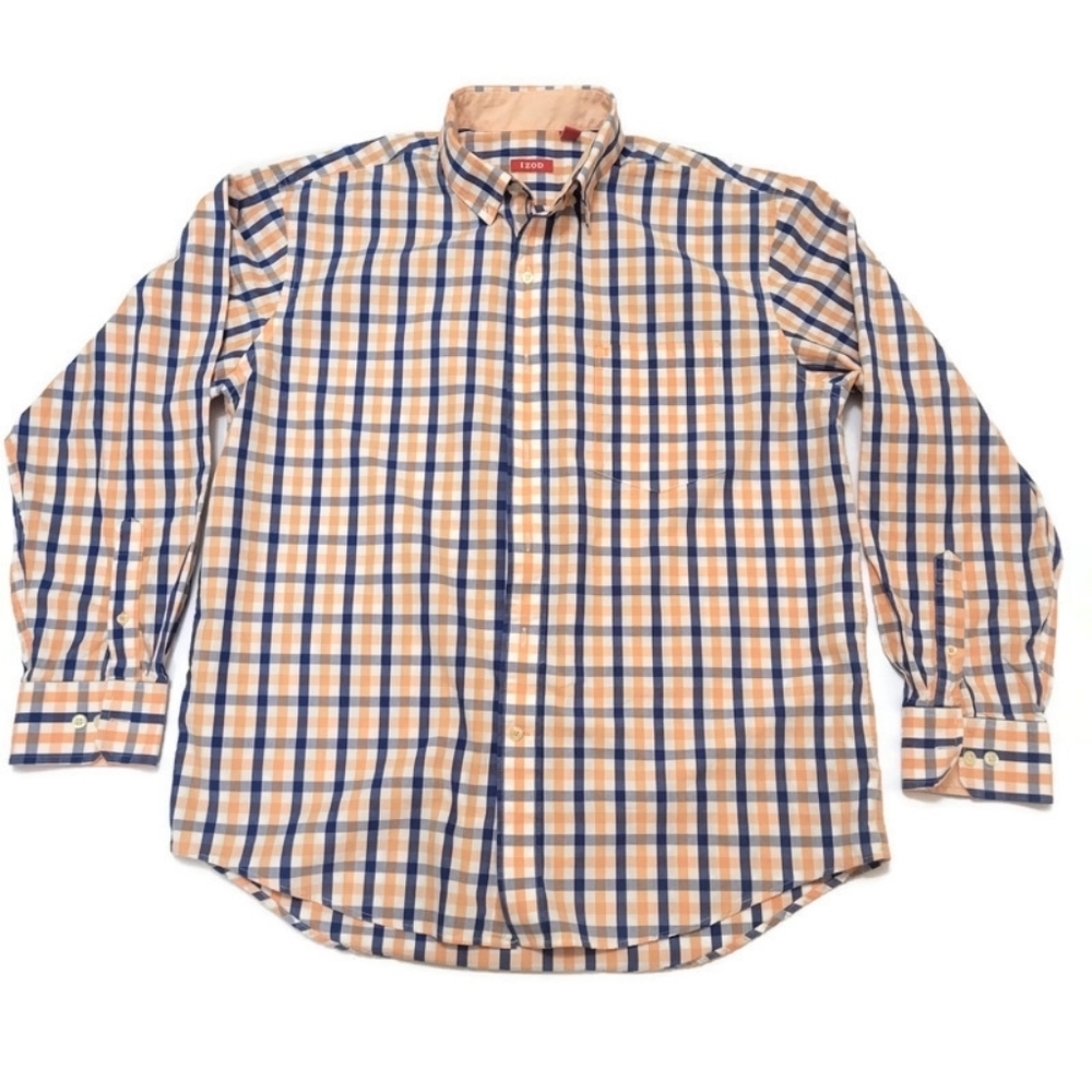 Izod gingham button down shirt large